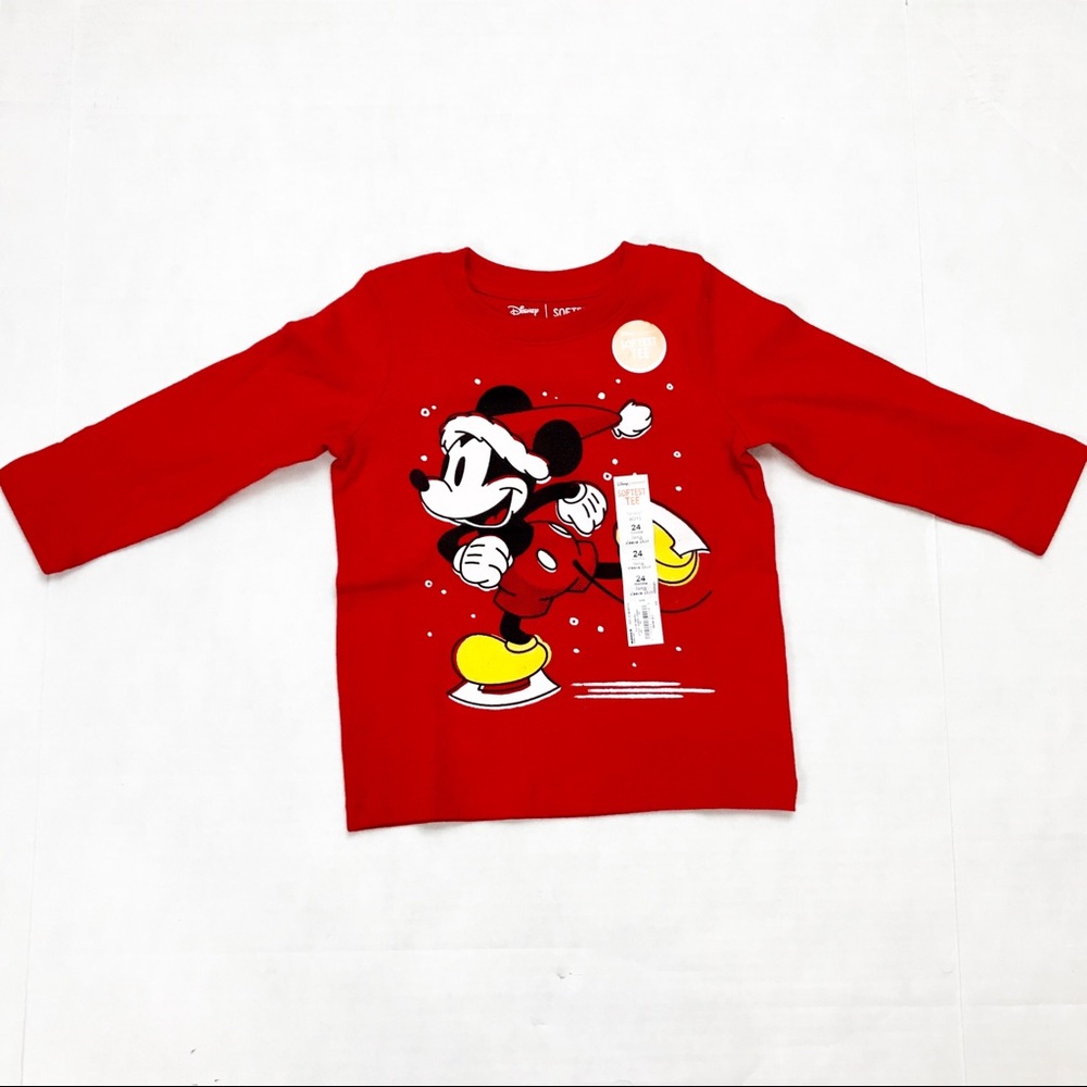 Mickey Mouse Boys XMas Tee Ice Skating Graphic 24M